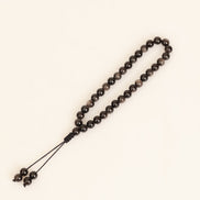 Obsidyen Doğal Taş 6 mm Tesbih & Makrome Bileklik – Uyumlu Set