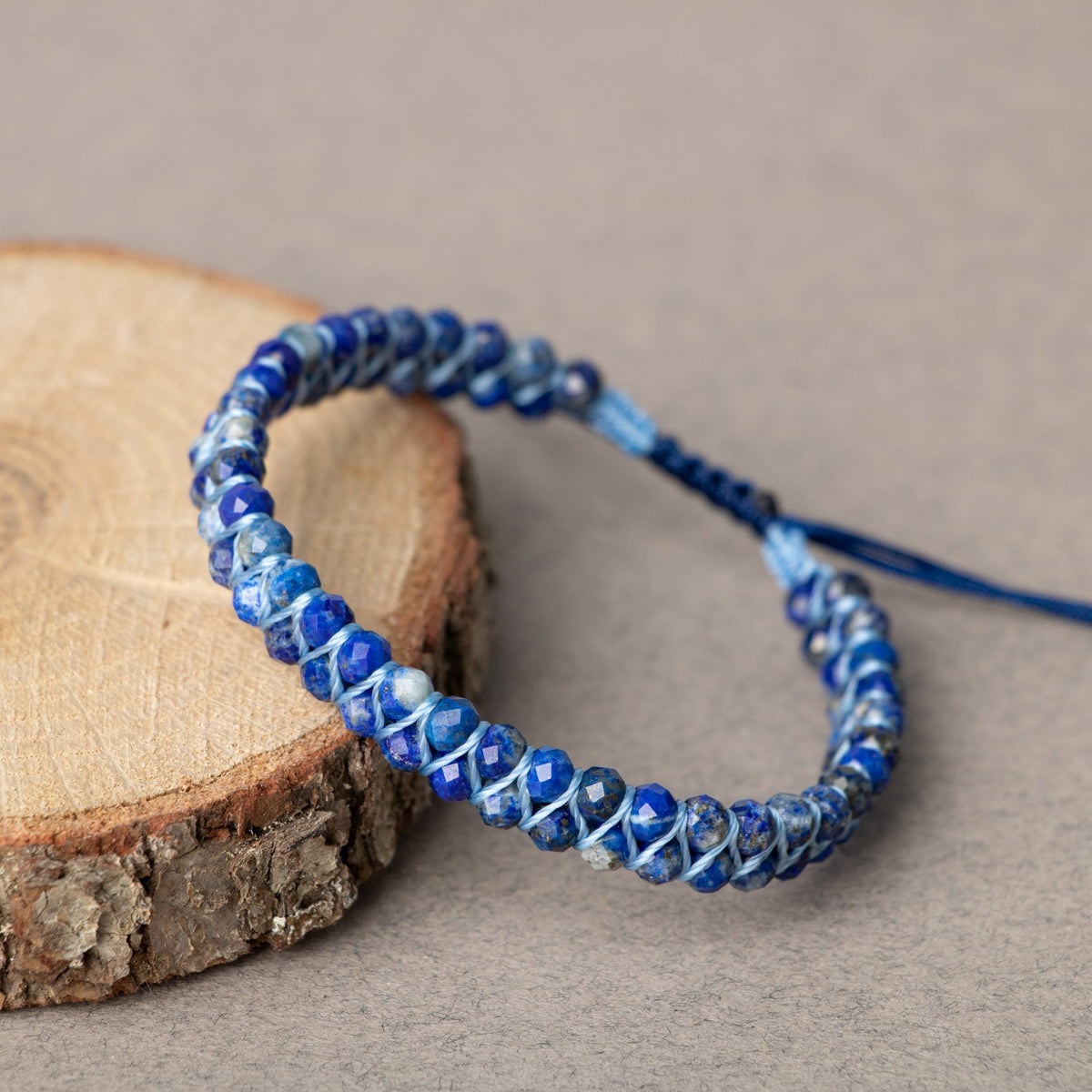 Lapis Lazuli 3-4 mm Çift Sıra Doğal Taş Bileklik – Unisex El İşçiliği