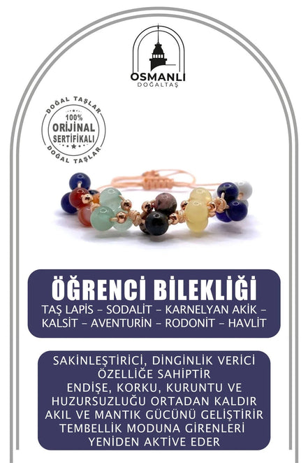 Öğrenci Bilekliği Doğal Taş Merdiven Kapama İpli Model