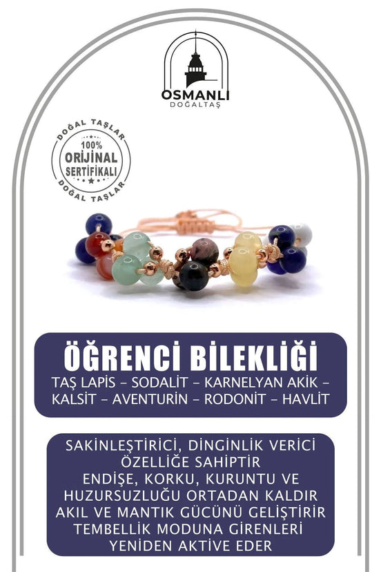 Öğrenci Bilekliği Doğal Taş Merdiven Kapama İpli Model