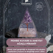 Pembe Kuvars & Ametist Ağaçlı Piramit
