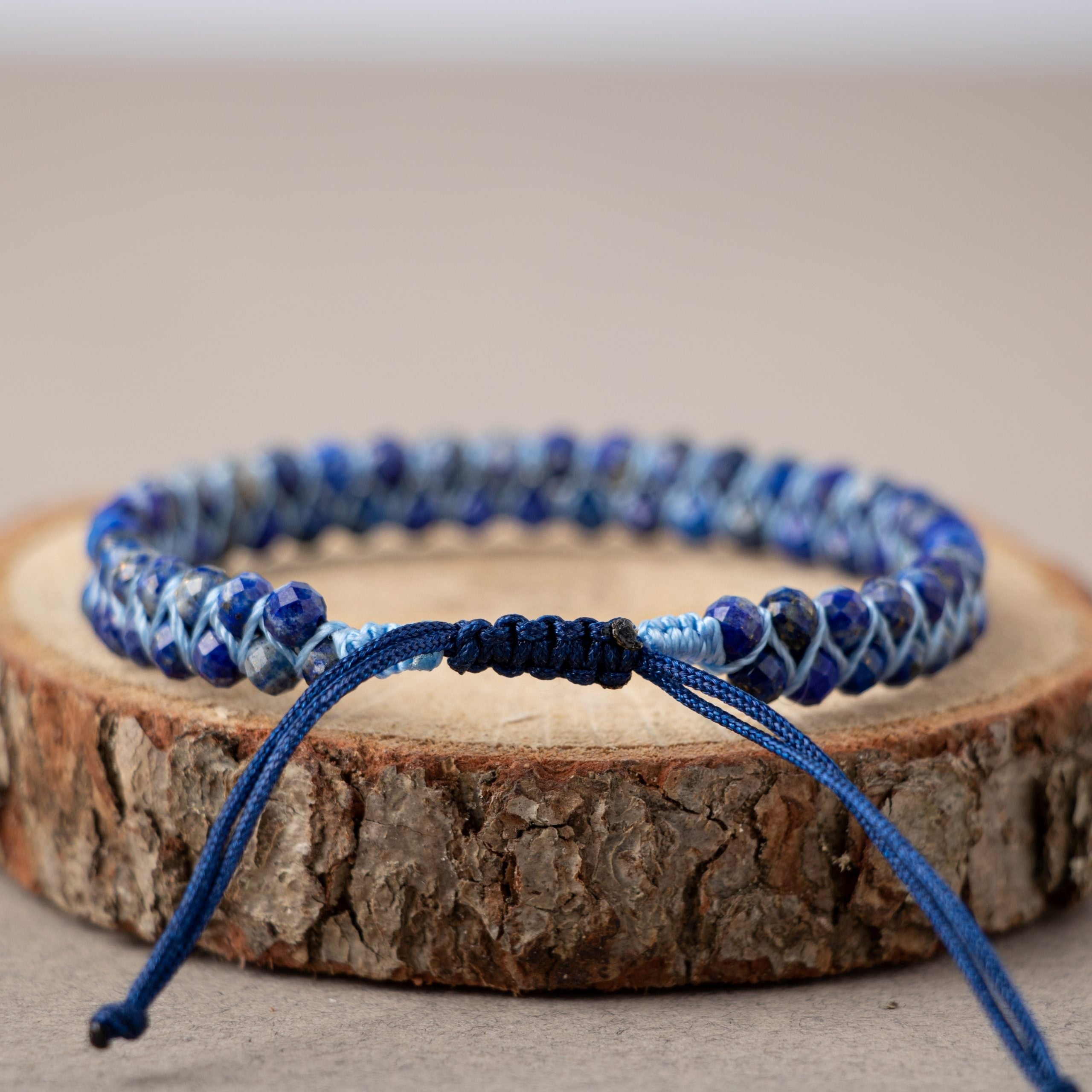 Lapis Lazuli 3-4 mm Çift Sıra Doğal Taş Bileklik – Unisex El İşçiliği