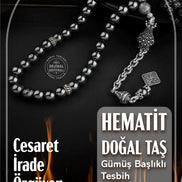 Hematit Doğal Taş 8mm Gümüş İmameli Tesbih
