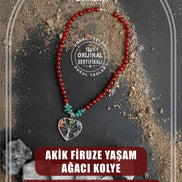 Akik Firuze Yaşam Ağacı Doğal Taş Kolye