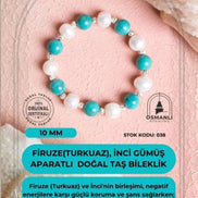 Firuze (Turkuaz), İnci Gümüş Aparatlı Doğal Taş Bileklik(SK:038)