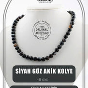 Siyah Göz Akik 8 mm Dizi Doğal Taş Kolye