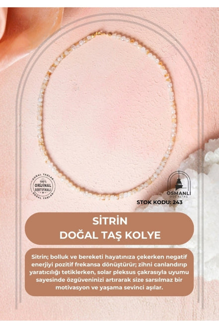 Sertifikalı Sitrin Doğal Taş Kolye (SK:243)