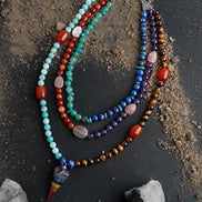 Etiyopya, Akik-Ametist-Lapis-Kaplangözü-Aventurin-Amazonit Doğal Taş Kolye