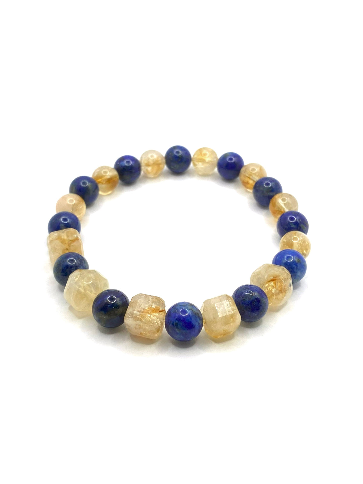 Sitrin ve Lapis Lazuli Doğal Taş Bileklik – 8 mm Unisex Tasarım