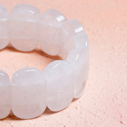Kristal Kuvars Geniş Kesim Doğal Taş Bileklik – Unisex Şık Tasarım (9 x 14 mm Özel Kesim)