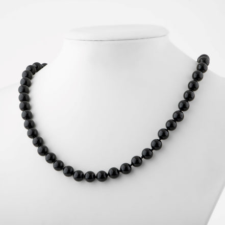 Golden Obsidyen Doğal Taş Kolye – 8 mm Düğümlü Tasarım