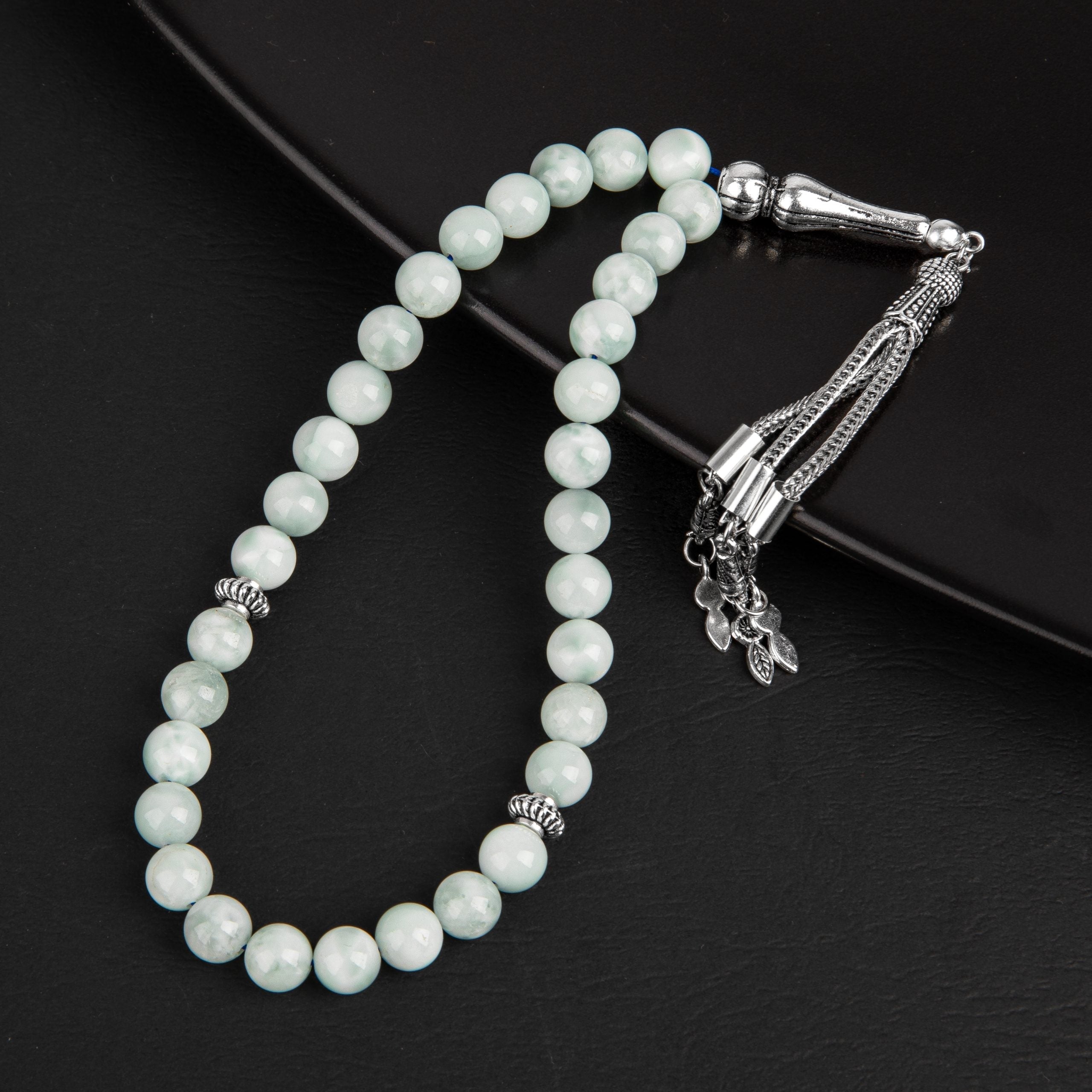 Mavi Larimar Doğal Taş Tesbih 33lük - 8mm