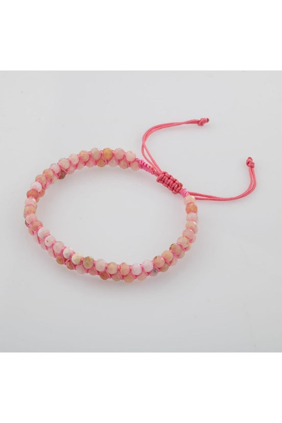Opal Pembe 3-4mm Çift Sıra Doğal Taş Bileklik