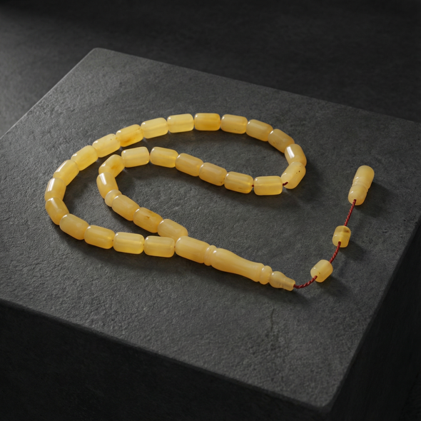 Sertifikalı Kaya Damla Kehribar Kapsül Kesim 15 mm Tesbih – Özel Kutulu – 16 gr