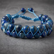 Lapis Lazuli 8mm Çift Sıra Makrome Doğal Taş Bileklik