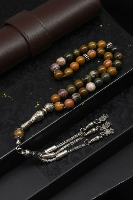 Ocean Jasper Doğal Taş Tesbih – 8 mm Küre Kesim