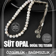 Süt Opal Doğal Taş Tesbih 33lük - 6mm
