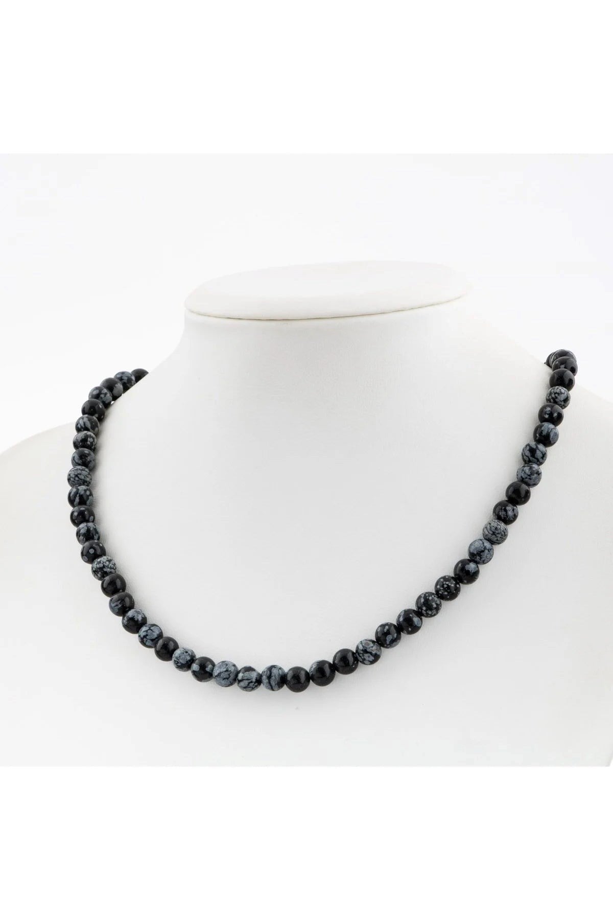 Karlı Obsidyen 6 mm Dizi Doğal Taş Kolye