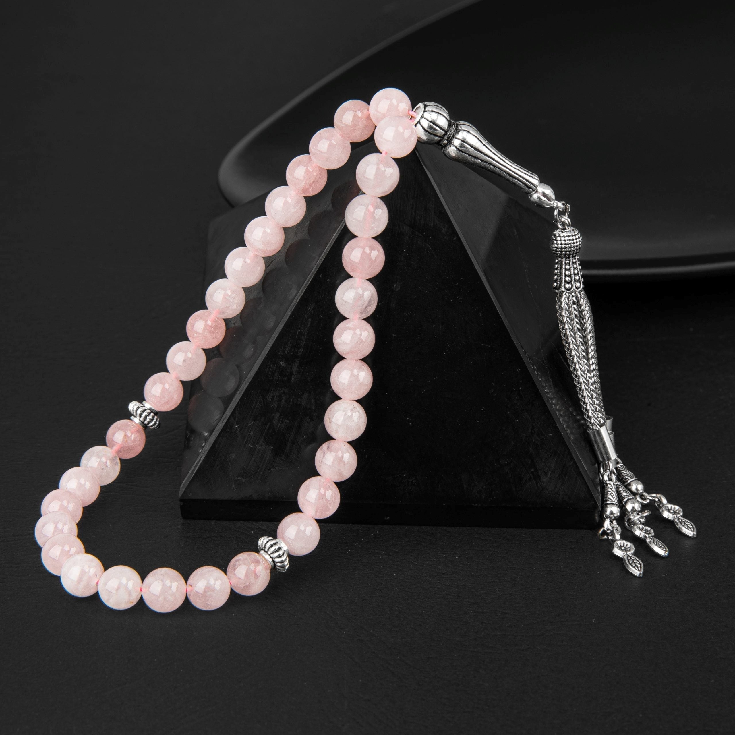 Pembe Kuvars (Gül Kuvars) Doğal Taş Tesbih – 33’lük / 8 mm