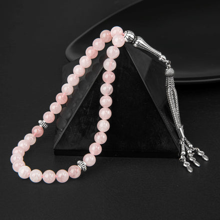 Pembe Kuvars (Gül Kuvars) Doğal Taş Tesbih – 33’lük / 8 mm