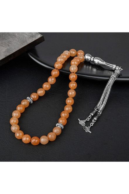 Turuncu Aventurin Doğal Taş Tesbih 33lük - 6mm