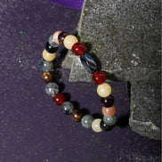 Aslan Burcu Bileklik Bordo Granat Lal, Bronzit, Golden Obsidyen, Güneş Taşı, Jasper, Kalsit, Kırmızı Akik, Labradorit, Rutilli Kuvars, Sitrin
