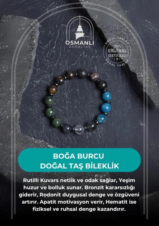 Doğal Taş Bileklik/Boğa Burcu