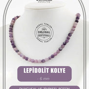 Lepidolit 6 mm Dizi Doğal Taş Kolye