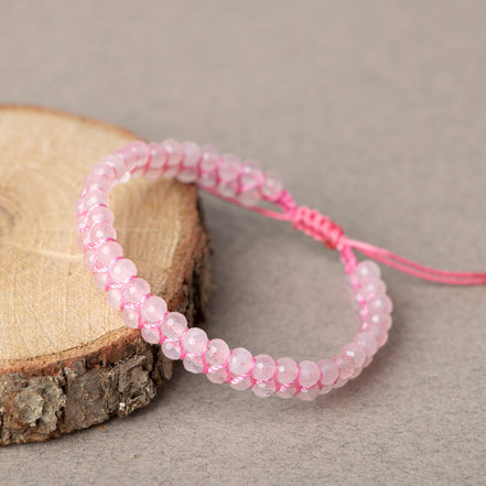 Pembe Kuvars (Gül Kuvars) 3-4 mm Çift Sıra Doğal Taş Bileklik – Unisex El İşçiliği