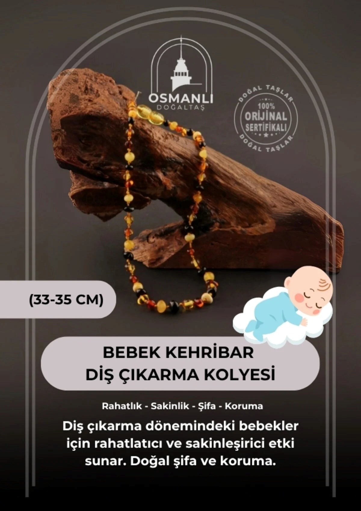 Bebek  Doğal Taş Kolye 33-35cm