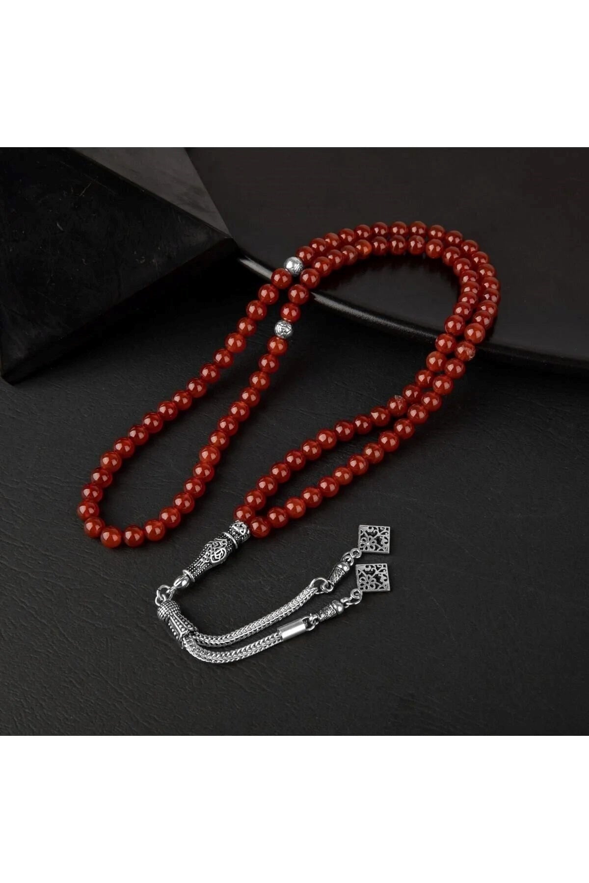 Kırmızı Akik Doğal Taş Tesbih 99luk - 6mm