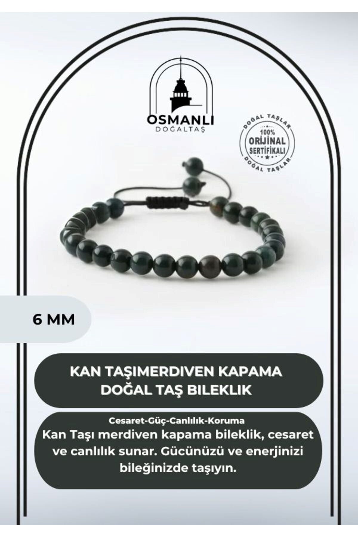 Kan Taşı 6mm Merdiven Kapama Doğal Taş Bileklik