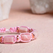 Pembe Opal, Hematit Doğal Taş Makrome Bileklik