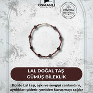 Lal Doğal Taş Gümüş Bileklik