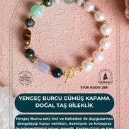 Yengeç Burcu Gümüş Kapama Doğal Taş Bileklik (SK:269)