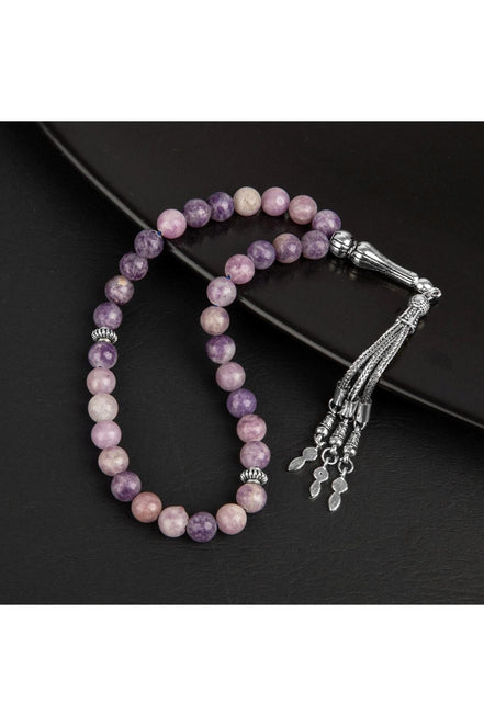 Lepidolit Doğal Taş Tesbih 33lük - 8mm
