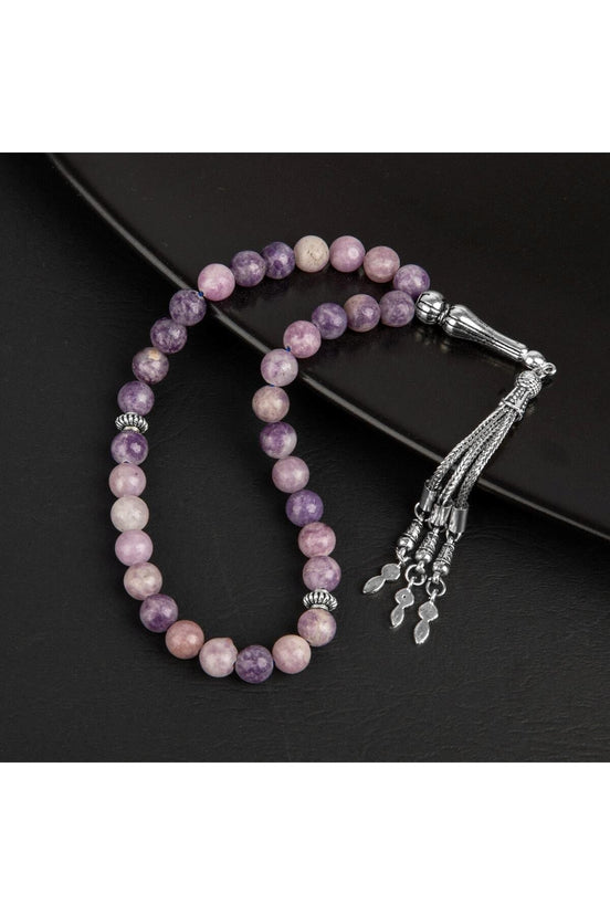 Lepidolit Doğal Taş Tesbih 33lük - 8mm