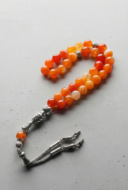 Madagaskar Akik Doğal Taş Tesbih – 8 mm Küre Kesim