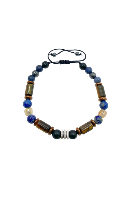 Erkek Başarı Kariyer Cesaret Bilekliği Shungite (Şungit) - Sodalit - Hematit - Lapis - Dumortierit - Kaplan Gözü - Sitrin