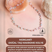 Sertifikalı Morganit Doğal Taş Makrome Kolye (SK:092)