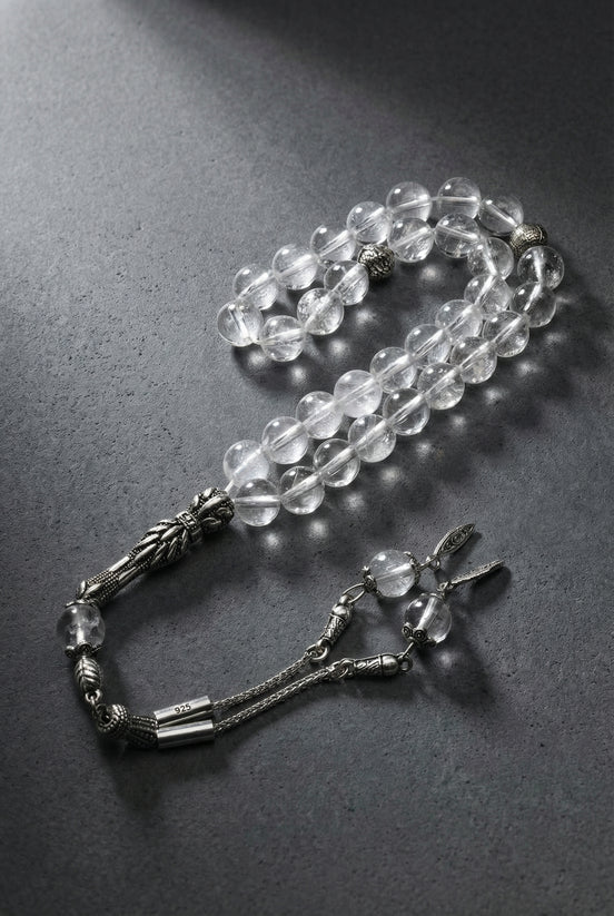 Kristal Kuvars Doğal Taş Tesbih – 8 mm Küre Kesim