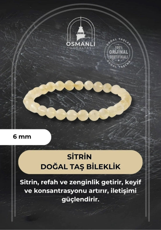 Sitrin 6mm Doğal Taş Bileklik