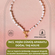İnci, Yeşim Gümüş Aparatlı Doğal Taş Kolye (SK:022)