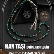 Kan Taşı Doğal Taş Tesbih 99luk - 6mm