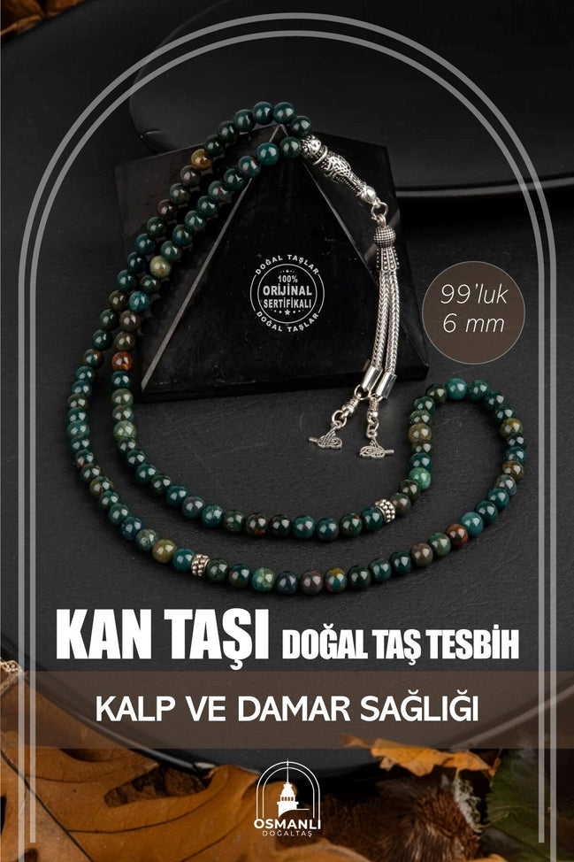 Kan Taşı Doğal Taş Tesbih 99luk - 6mm
