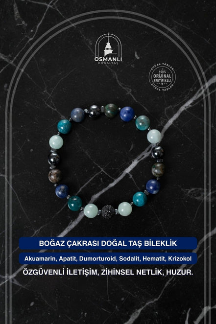 Boğaz Çakrası Doğal Taş Bileklik
