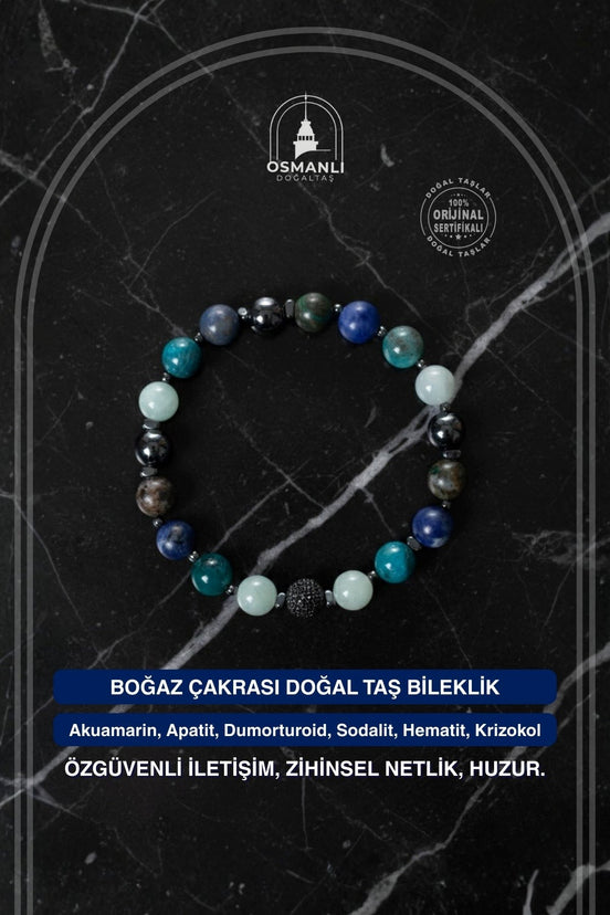Boğaz Çakrası Doğal Taş Bileklik