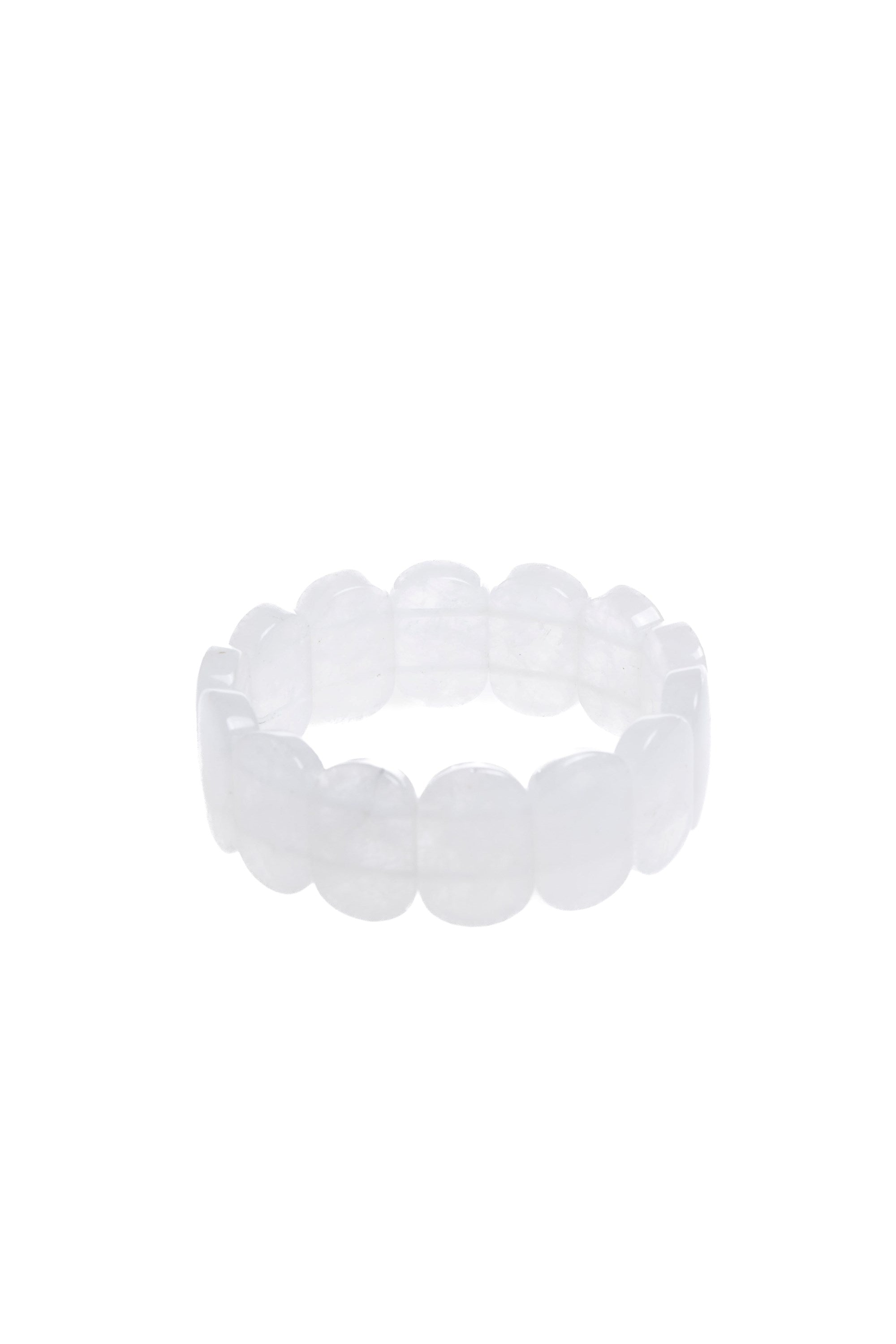 Kristal Kuvars Geniş Kesim Doğal Taş Bileklik – Unisex Şık Tasarım (9 x 14 mm Özel Kesim)