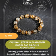 Orijinal Sitrin Kaplan Gözü Doğal Taş Bileklik- Negatif Enerji