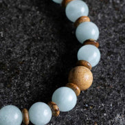 Akuamarin, Odun Jasper Doğal Taş Bileklik (SK:168)